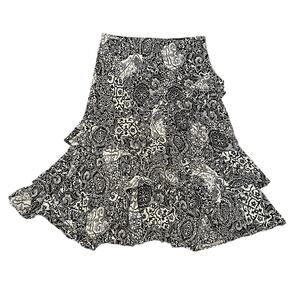Lauren Ralph Lauren black & cream silk midi skirt size L